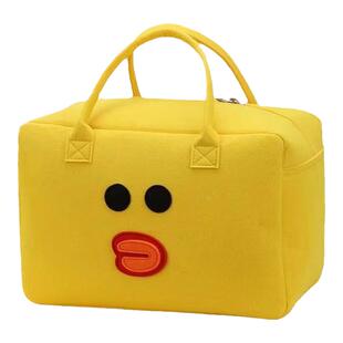 化妆收纳行李袋拉链包出差旅行包拉杆箱套包毛毡包网红卡通旅行包