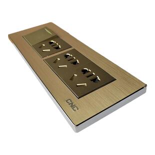 长城电工118型开关插座配件/铝合金面板金色五孔单开功能模块组装