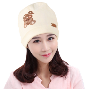 妈妈果产妇坐月子帽子女产后孕妇产后防风秋纯棉洋气冬季发带吸汗