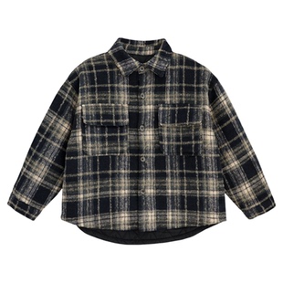 派町童装男童衬衫外套2025秋季新款复古格纹大童儿童长袖上衣时髦