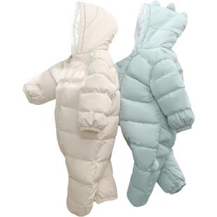 雅鹿加厚男女宝宝婴儿连体羽绒服冬季连体衣外出服冬装哈衣爬爬服