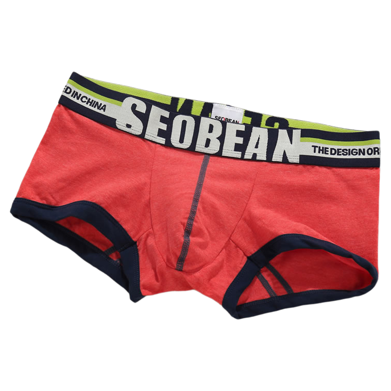 SEOBEAN/希宾男士平角内裤 低腰时尚条纹性感棉透气舒适 U凸立体