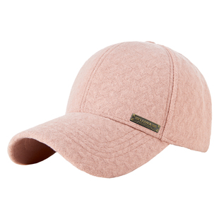 路瓦帽子女春季新款羊毛保暖棒球帽弯檐加厚宽檐显脸小秋冬毛呢潮