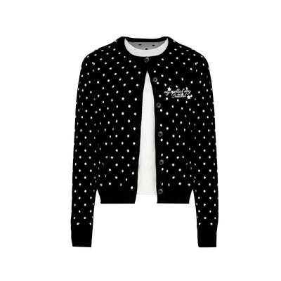 SREK波点假两件针织开衫