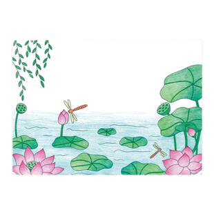 小学生古诗词手抄报模板大全A4节日素材配画模板手绘半成品涂色上色A3绘画本校园阅读书小报儿童画画临摹神器