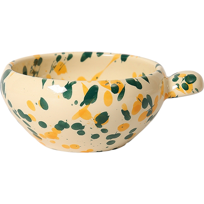 鹿谷川泼墨把手碗家用高颜值