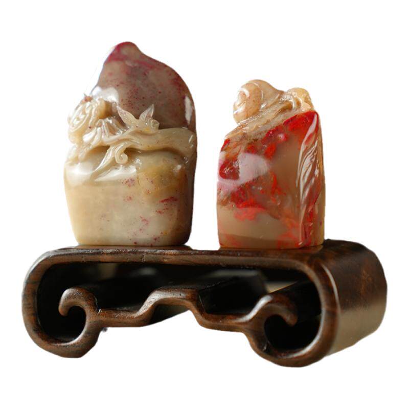 西泠印社特惠巴林鸡血石随形章篆刻定制套装（含4字篆刻）书法国画藏书章金石印章刻字手工篆刻新年送礼