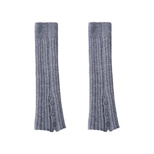 purpleguys针织袜套女秋冬季y2k针织保暖竖条开叉纽扣堆堆小腿套