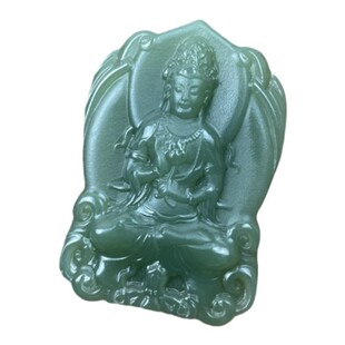 新疆和田玉青海山料湖水绿观音吊坠支持珠宝玉石机构鉴定假一赔三