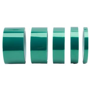 PET绿色耐高温硅胶带夹胶玻璃PCB电镀电镀铝材门窗喷涂喷塑烤漆遮蔽耐高温胶带耐酸碱绝缘33m长无痕保护膜