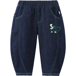 [防褪色弯刀裤]齐齐熊宝宝牛仔裤春秋款男童裤子儿童2026新款长裤