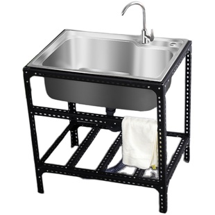 厨房加厚304不锈钢水槽洗菜盆带支架子单槽水池水盆洗碗池洗手盆