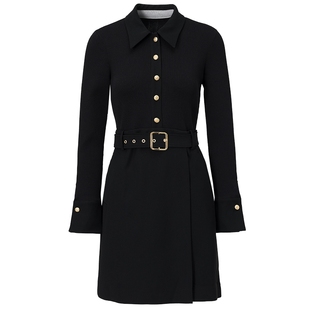 商场同款FF仿佛春夏季连衣裙黑色收腰精致小个子设计感