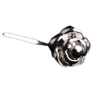 Shinma0.8MM立体铸造钛钢锆石L杆鼻钉鼻环鼻翼钉欧美清新穿刺饰品