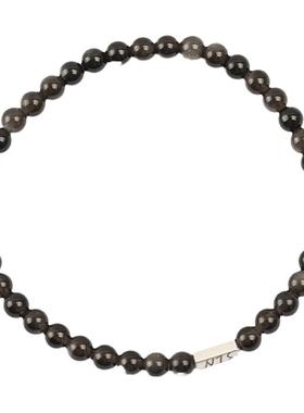 情侣银曜石极细定制刻字手链