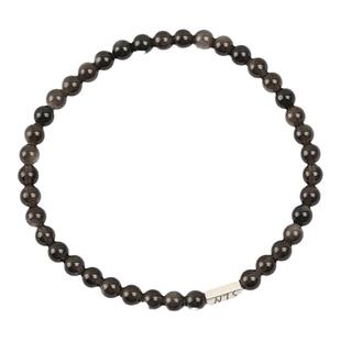 黑曜石银曜石手链极细个性简约单圈男女情侣学生可定制刻字礼物