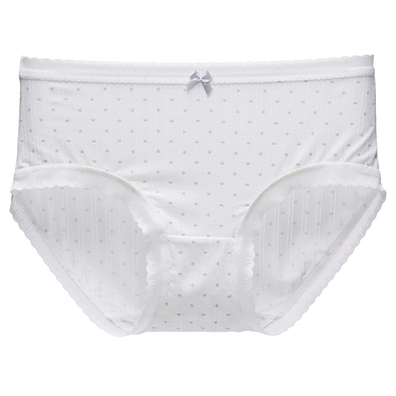 热风内裤2025年春季新款女士简约爱心中腰内裤抑菌蕾丝花边三角裤