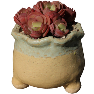 多肉花盆陶瓷手绘粗陶透气冰裂流釉创意大口径小盆栽室内特价清仓