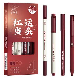 咔巴熊红笔系列小红书同款学生用标注老师批改作业专用速干红色中性笔高颜值教师专用圆珠笔签字笔软头柔绘笔