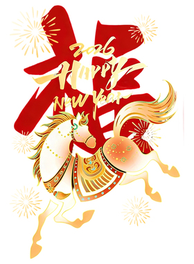 传统元素马年春节新年装饰静电贴