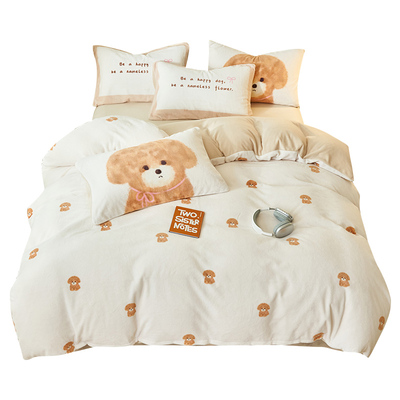 母婴级牛奶绒四件套冬季加厚保暖珊瑚绒被套法兰绒床单人床上用品