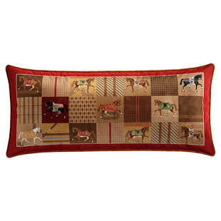 范居态度驰岁骏马承福腰枕沙发客厅红色马年长条抱枕新年床头靠枕
