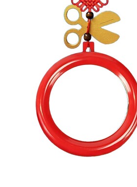 中式八卦镜红色凹凸面挂件