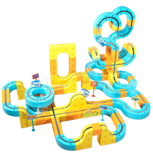 2025新款电动磁力轨道滑行小火车拼装积木儿童益智玩具男女孩礼物