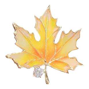 精致黄色枫叶胸针高档女设计感西装胸花配饰小众大衣别针固定衣服
