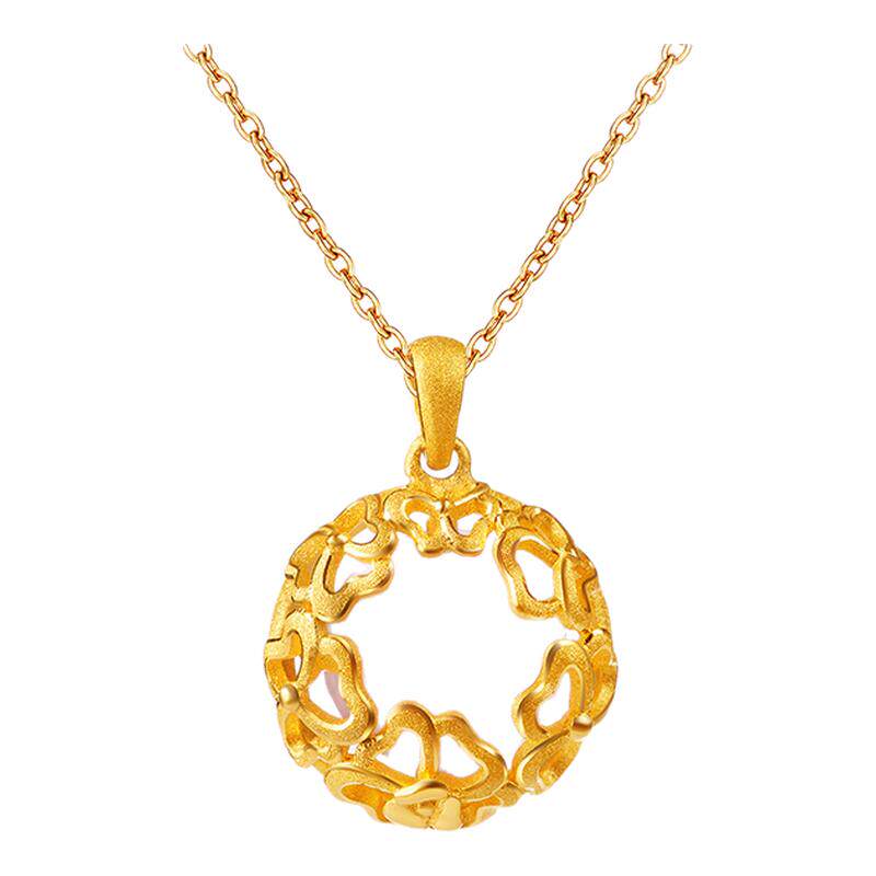 justgold镇金店浪漫花蕾吊坠黄金