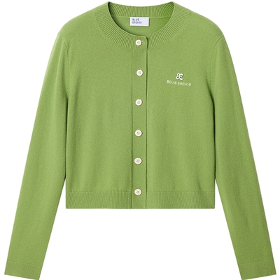 【100%山羊绒】BLUE ERDOS 春季新品圆领提花女开衫B1256A003