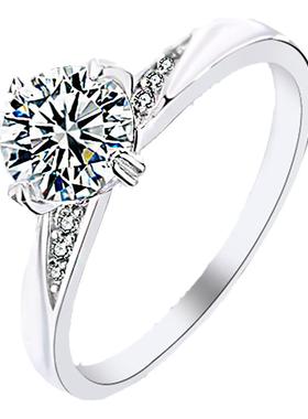 莫桑石求婚对戒情侣戒指纯银一对