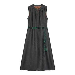 萧娘【晚吟】透孔萝香云纱新中式桑蚕丝女连衣裙中国风长裙夏1949