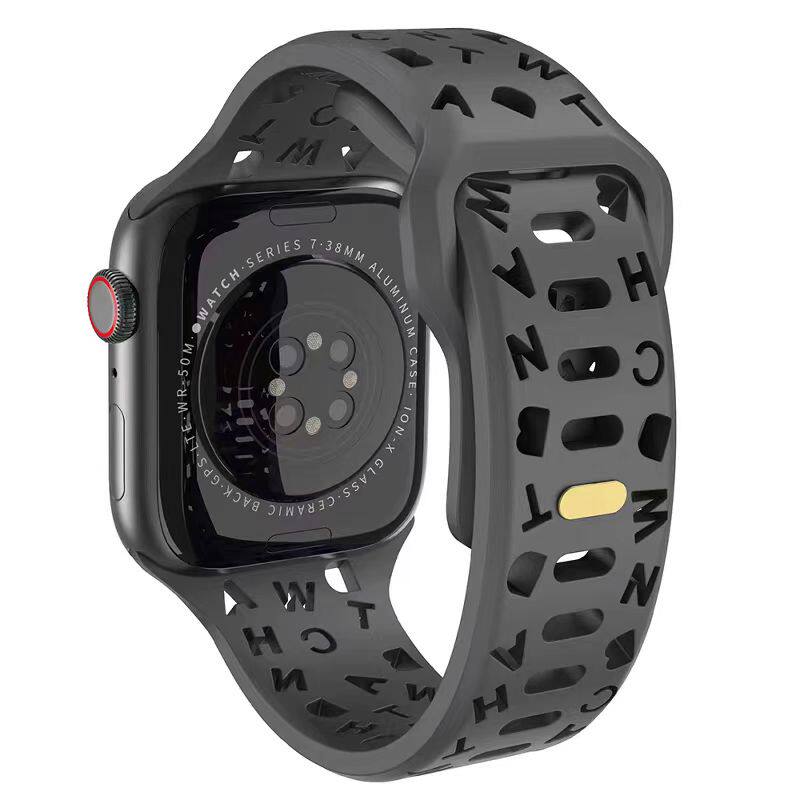 镂空字母休闲运动 苹果手表表带AppleWatchS11iwatch1098se3ultra