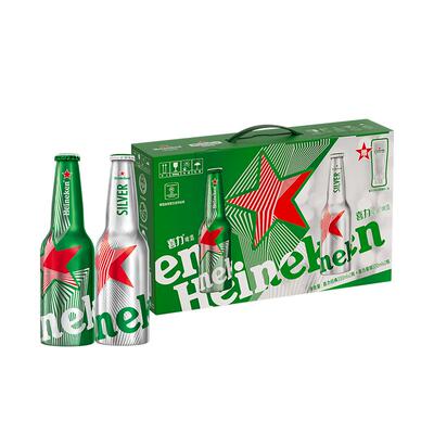 喜力啤酒铝瓶礼盒内附玻璃杯
