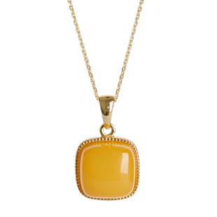 「方糖」天然蜜蜡吊坠女纯银包k金项链小巧新中式高级感锁骨链