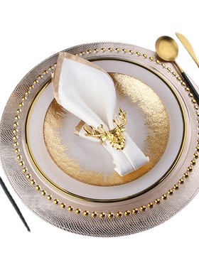 轻奢铂金玻璃装饰盘摆台套装婚礼