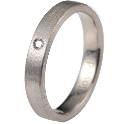 平面直角拉丝小钻石铂金创意戒指