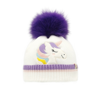 法国独角兽儿童针织帽子男女宝宝秋冬保暖护耳加绒狐狸毛球毛线帽