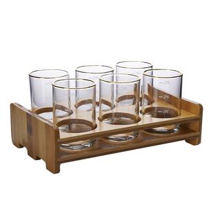 带刻度三两玻璃白酒杯家用描金大号烈酒一口杯无铅水晶酒具套装