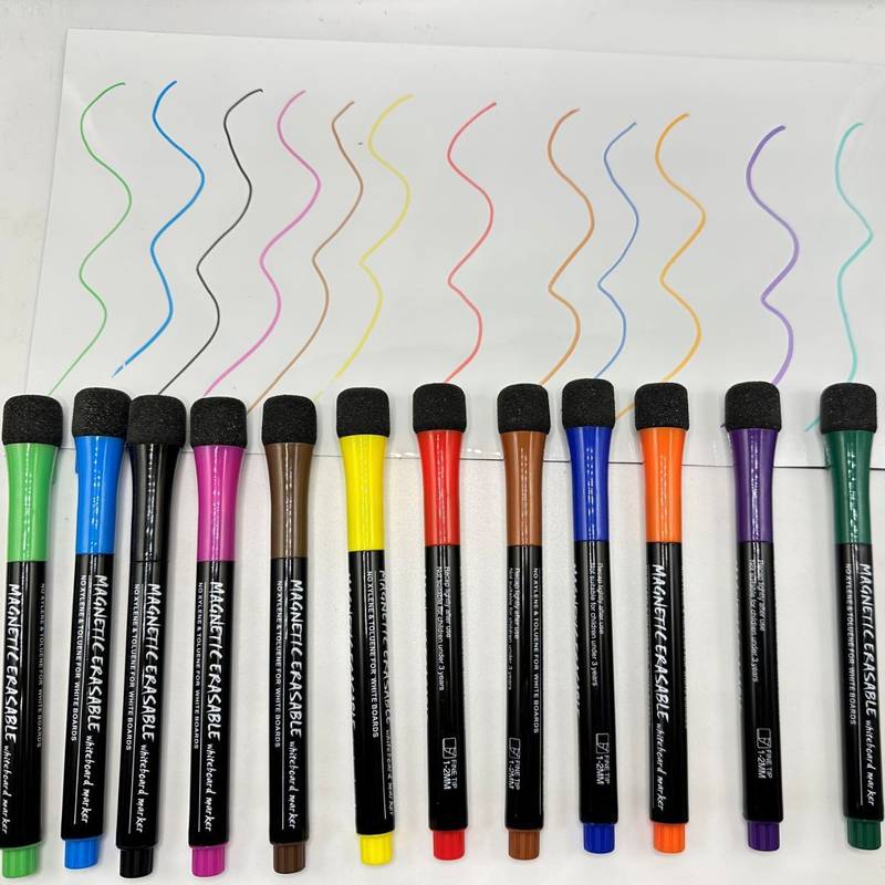 带刷可擦可吸附水性儿童白板笔商务色绘画板磁性彩色套装8细笔头