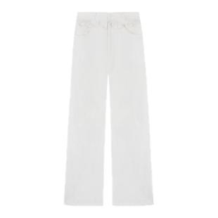 Mess Studio 设计感宽松拖地白色裤子花边弯刀裤直筒阔腿休闲裤女