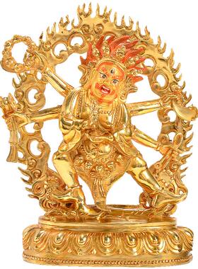 铜鎏金大黑天居家铜像摆件