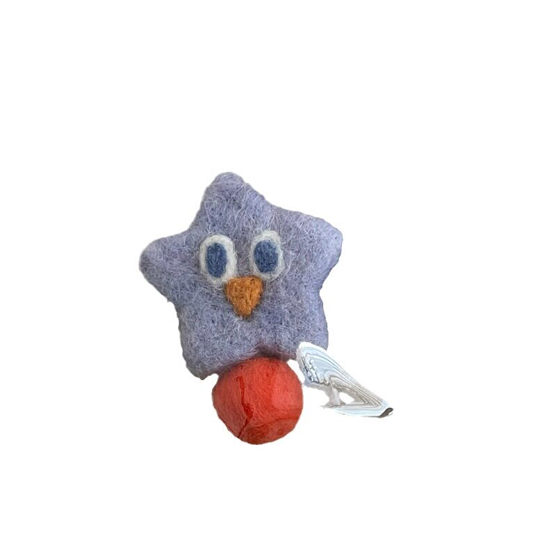 韩版可爱儿童卡通羊毛毡五角星发夹对夹女童爱心云朵发绳发卡头饰