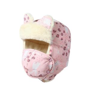 冬季新款防水防寒儿童雷锋帽加厚护耳毛绒帽可爱兔子三合一保暖帽