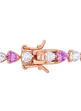 自营｜Julianna B女士手链镀玫瑰纯银粉色白色蓝宝石心形精致网球