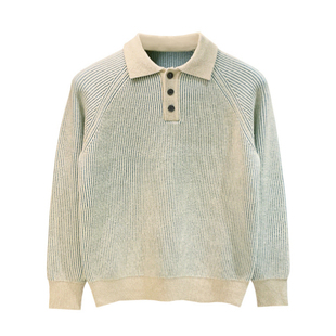 冬季加厚保暖翻领毛衣时尚男士针织衫休闲通勤风修身polo衫男长袖
