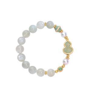 《锦鲤池》复古设计新中式月光石天然珍珠紫水晶纯银手串手链女