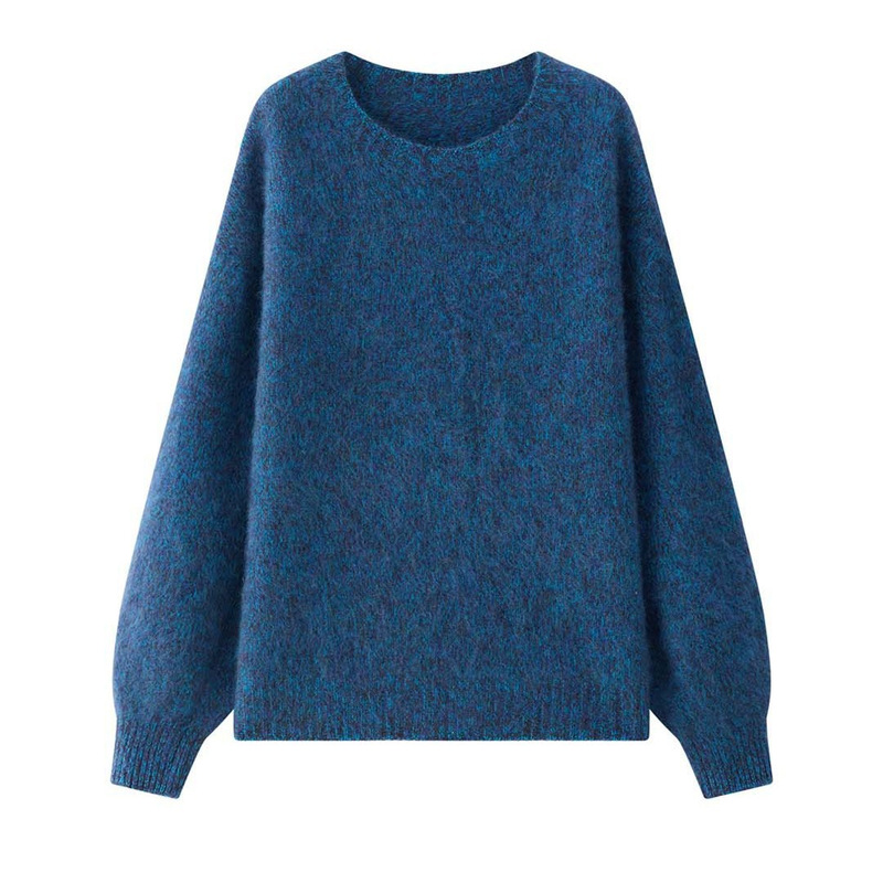 卢浮冬季新款韩版休闲慵懒风廓形圆领羊毛毛衣宽松显瘦亲肤上衣