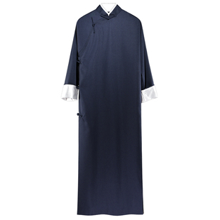 民国长衫斜襟盘扣中国风唐装长袍马褂相声大褂朗诵袍子中式伴郎服